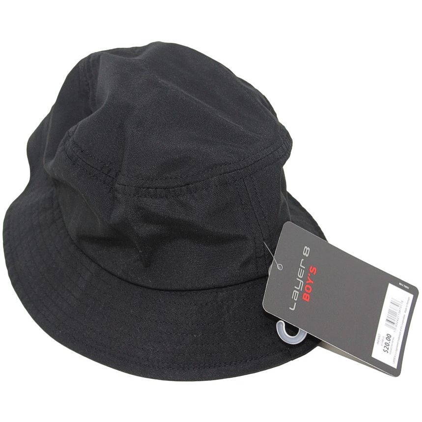 BOYS TODDLER BLACK CLASSIC BUCKET HAT W/CHIN STRAP C/P 36
