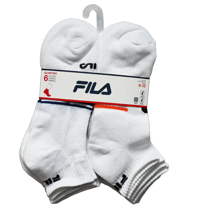6pk FILA VARSITY STRIPE HC QTR SOCKS SIZE 10-13 C/P 60