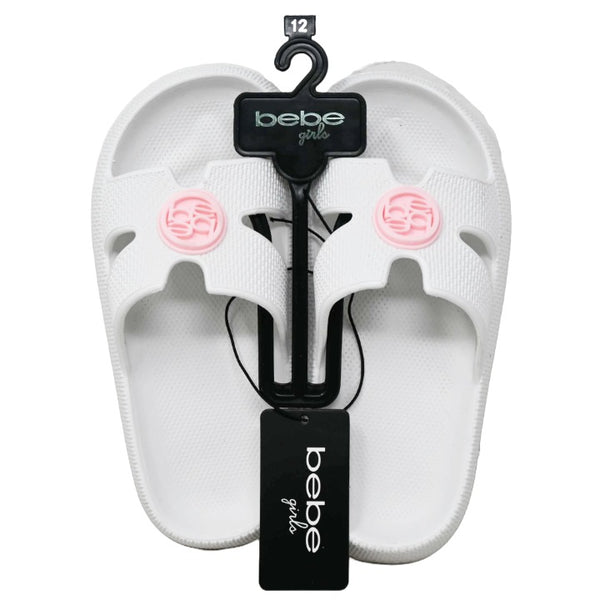 GIRLS WHITE EVA H SLIDE wBEBE CHARM 6-ASST SIZE C/P 12