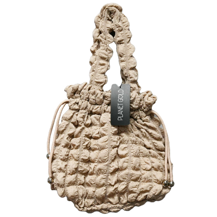 TAUPE QUILTED DRAWSTING HANDBAG C/P 12
