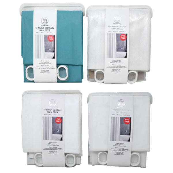 71"x71" "AS IS" PEVA SOLID COLOR SHOWER CURTAIN W/HOOKS 6-ASST C/P 48