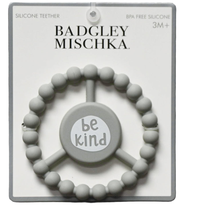 1pc Silicone Peace Teether - Gray "Be Kind" C/P 100