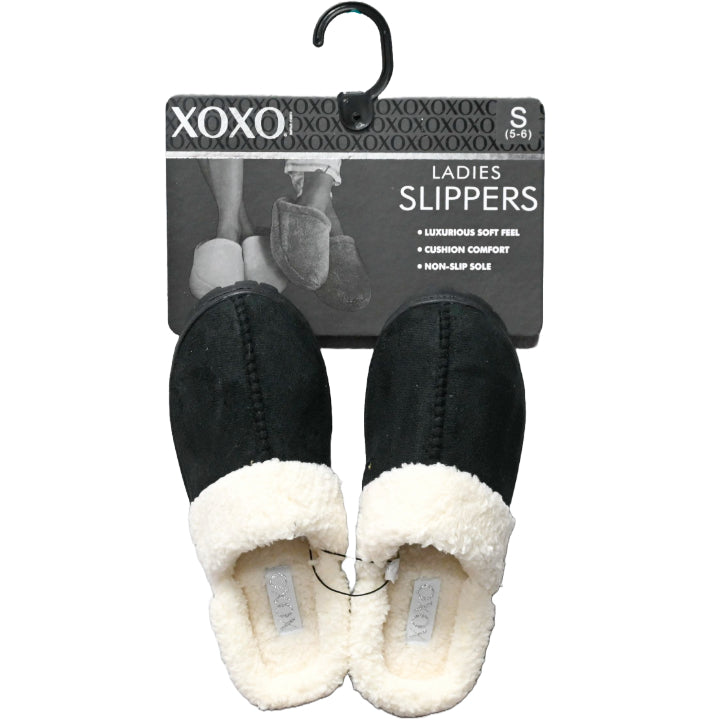 XOXO BLACK LADIES SLIPPERS ASST SIZE 5-10 C/P 12