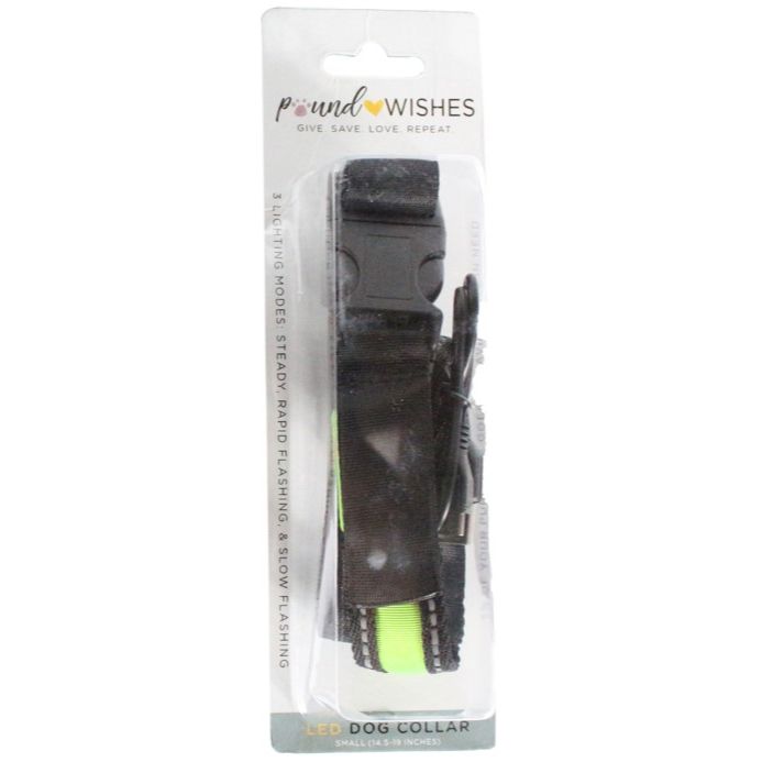 BLACK/GREEN SMALL LED DOG COLLAR C/P 48
