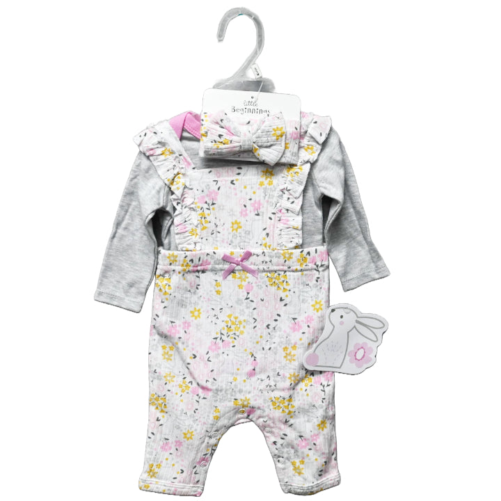3pc PINK OVERALL SET -BUNNY C/P 48