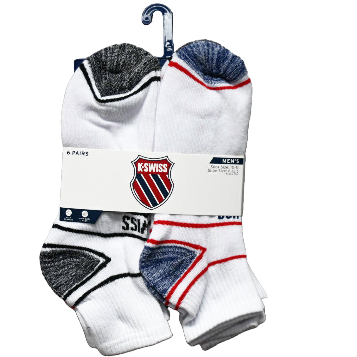 6pk K-SWISS MEN HF CSH QUARTER MESH SOCKS C/P 36