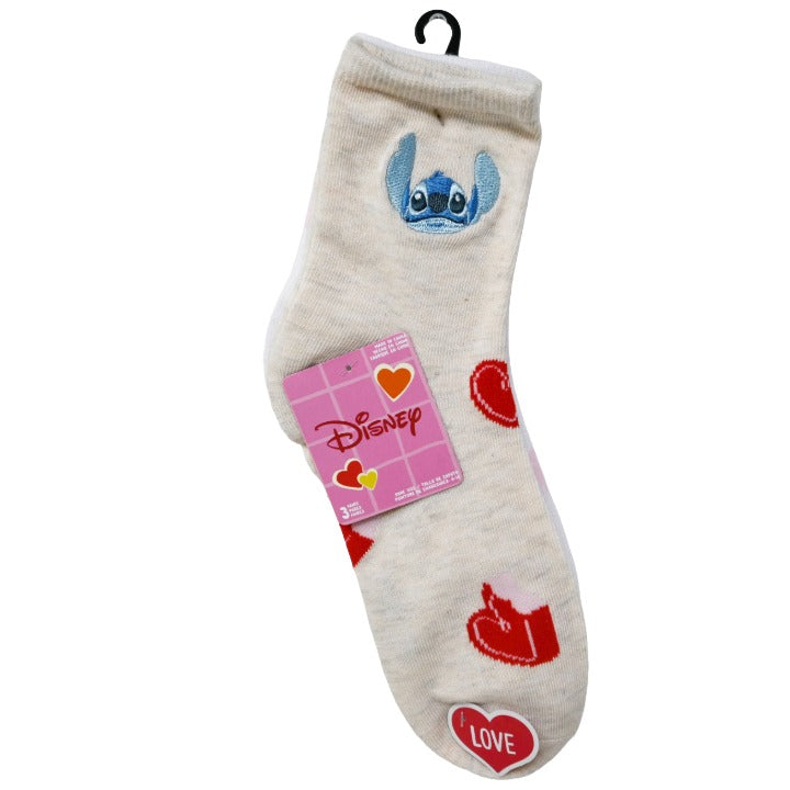 3pk WOMEN STITCH I LOVE CANDY SHORTIE CREW SOCKS SIZE 9-11 C/P 60