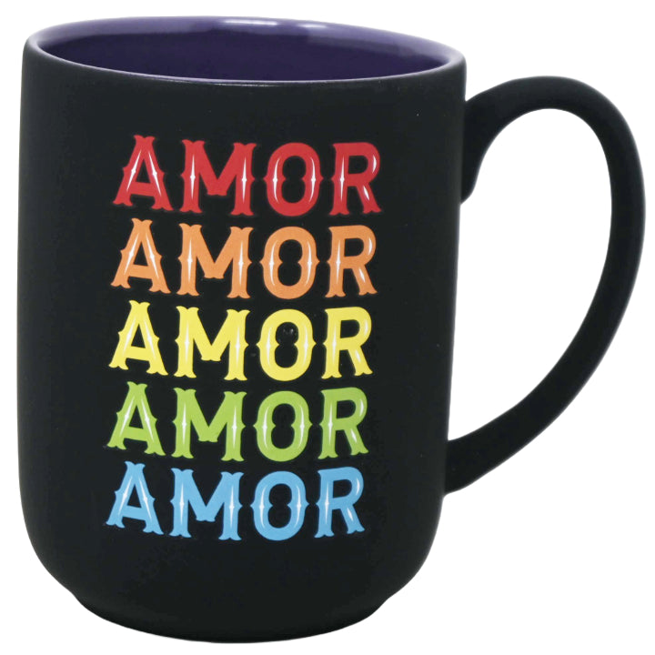 18oz BLACK SOFT TOUCH RAINBOW AMOR MUG C/P 24