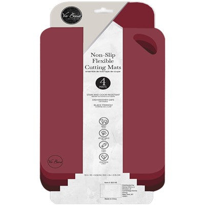 4pk 13"x9" ASST RED NON-SLIP FLEX CUTTING MATS C/P 24