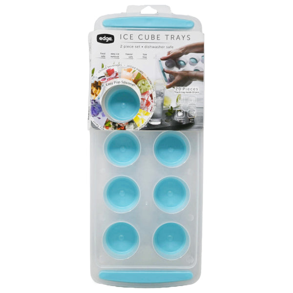 Edge 2pk Silicone Ice Cube Tray Jumbo Round Teal C/P 12