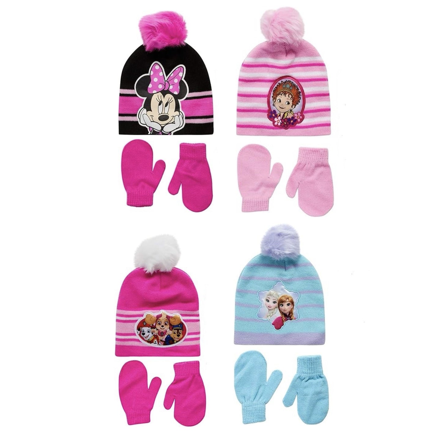 TODDLER GIRLS ASST LICENSE HAT & MITTEN SET C/P 96