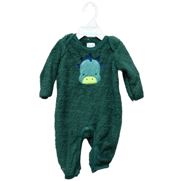 DINO GREEN FOOTED COVERALL C/P 48