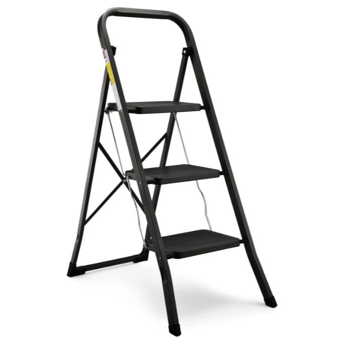 Black 3-Step Ladder Folding Stool w/Handle (No UPC) HB Tower C/P 1