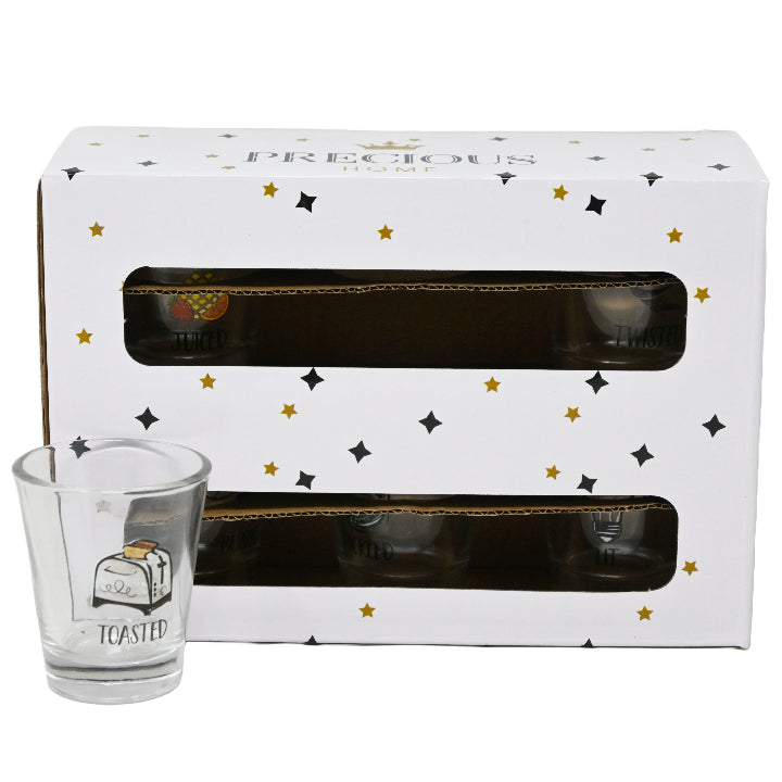 6pc 1.7oz BUZZED SHOT GLASS SET C/P 12