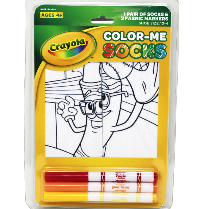 1pk CRAYOLA BOYS COLOR-ME BASEBALL NS SOCKS SIZE 6-8 C/P 36