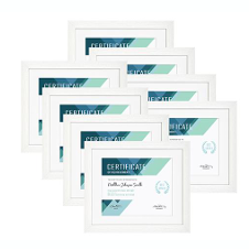 8pk 11X14" WHT MATTED WOODGRAIN FRAME C/P 1