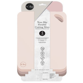 4pk 13"x9" ASST PINK NON-SLIP FLEX CUTTING MATS C/P 24