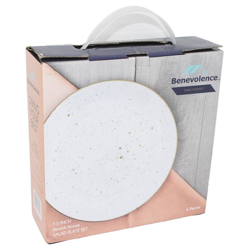 6pc 7.5" BLUE STONEWARE SALAD PLATE SET C/P 6