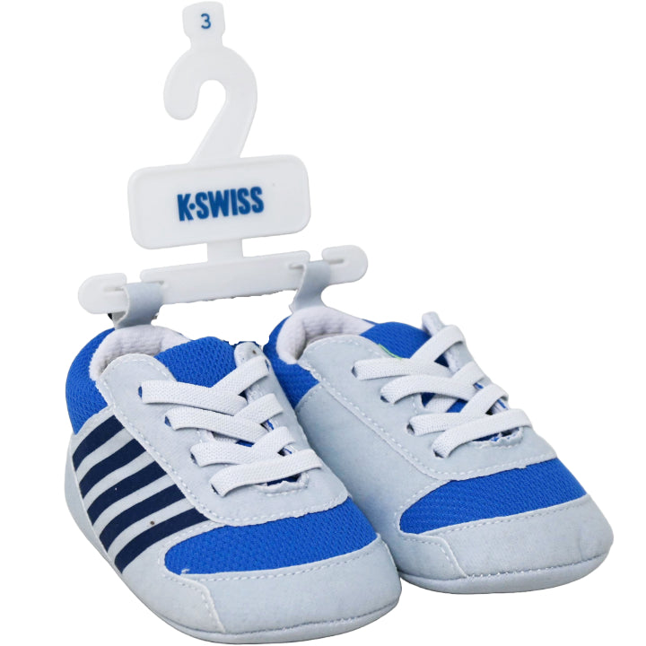 K-SWISS WHT/BLUE INFANT BOYS SNEAKERS W/5 STRIPE DETAILS 4-ASST SIZEE C/P 18