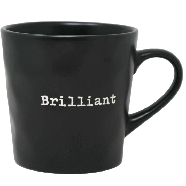 16oz Matte Black Mug with Embossed Pattern and Debossed "Brilliant" C/P 24