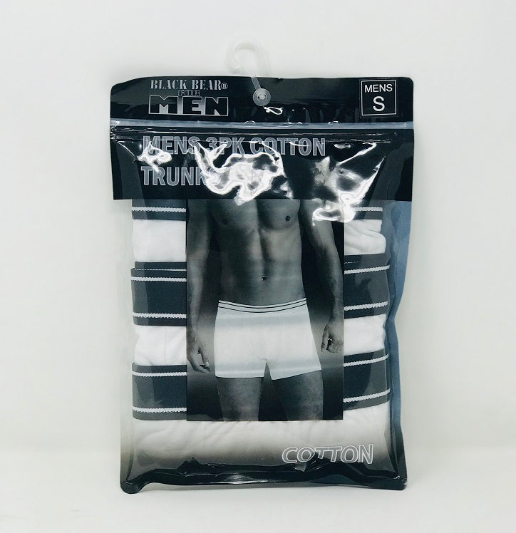 MENS 3PK SM-KNIT WHITE TRUNKS C/P 24