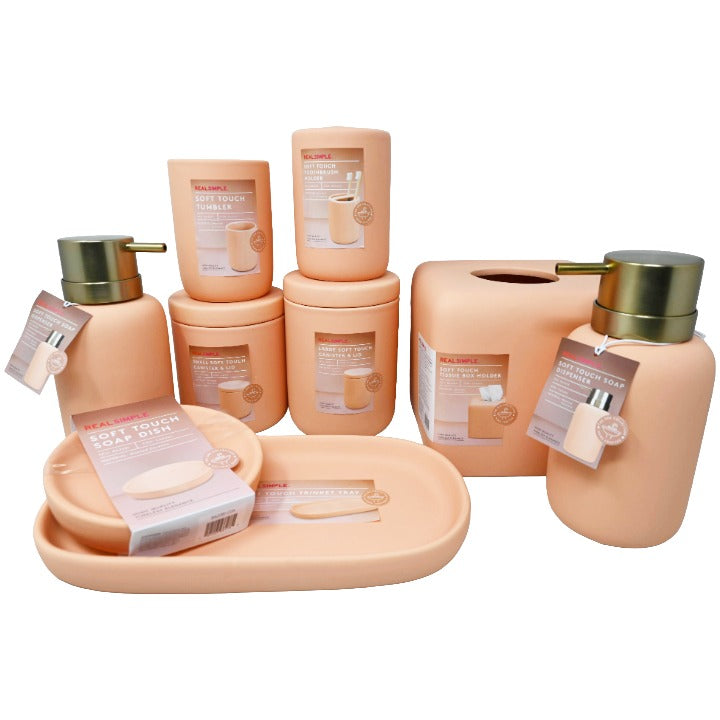 9pc CORAL CERAMIC BATH SET REAL SIMPLE C/P 2