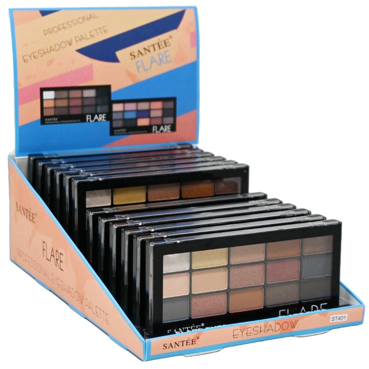 15 Color Flare Professional Eyeshadow Kit in 12pc Displayer C/P 216 SANTEE