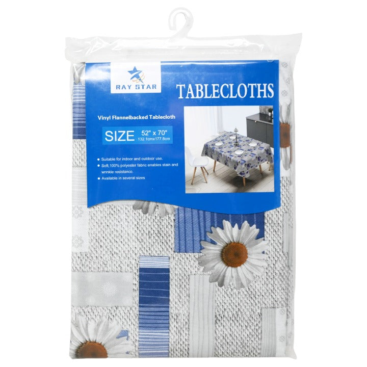 52x70" PRINTED VINYL TABLECLOTH wFLANNEL BACKING C/P 24