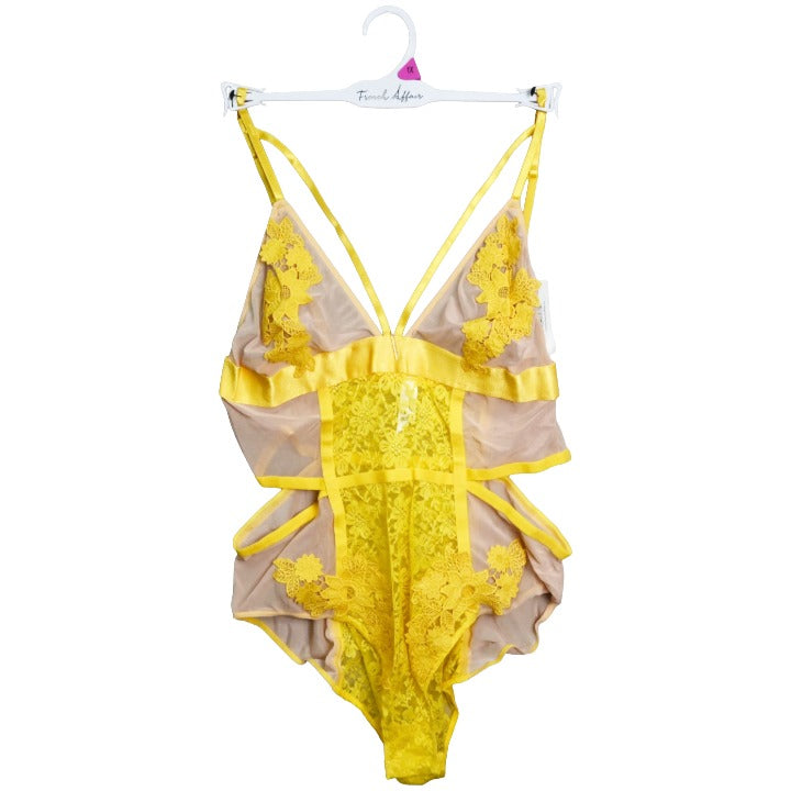 Ylw Lace/Mesh Lined Bodysuit C/P 36 French Affair