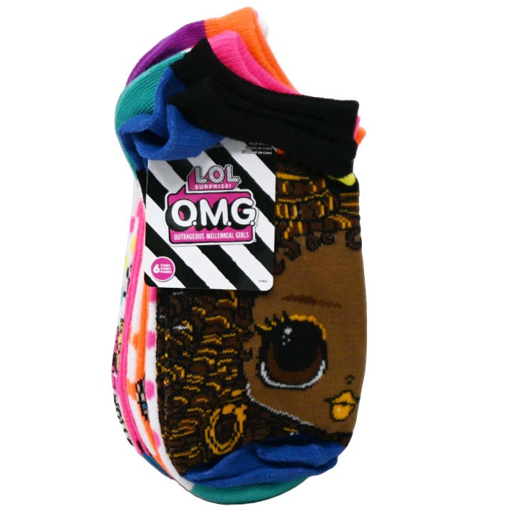 6pk LOL OMG FIERCE STYLE NS SOCKS SIZE 9-11 C/P 24