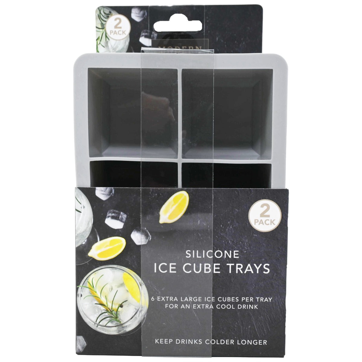 2pk Gry 6 Square Sil Ice Cube Trays C/P 24