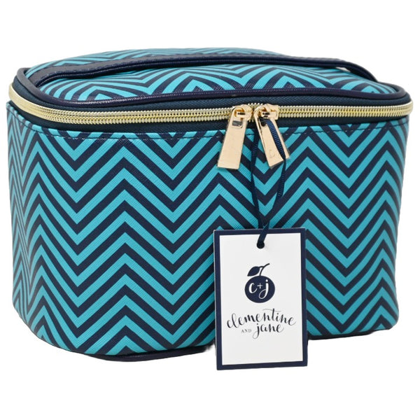 *OUTSIDE OF CA* BLK/GRN CHEVRON PRINT TRAIN CASE C/P 20