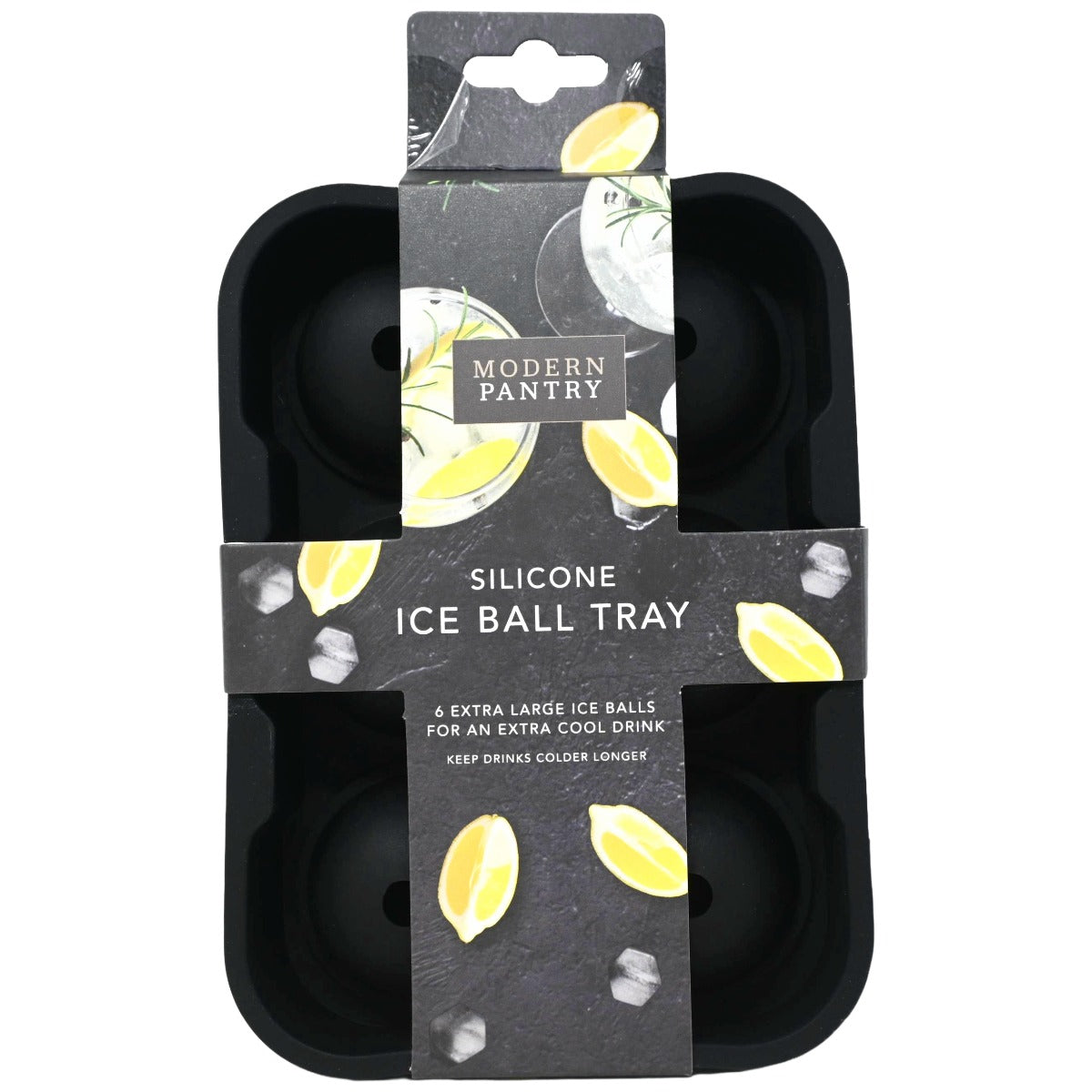 Blk 6 Ball Sil Ice Cube Tray C/P 96