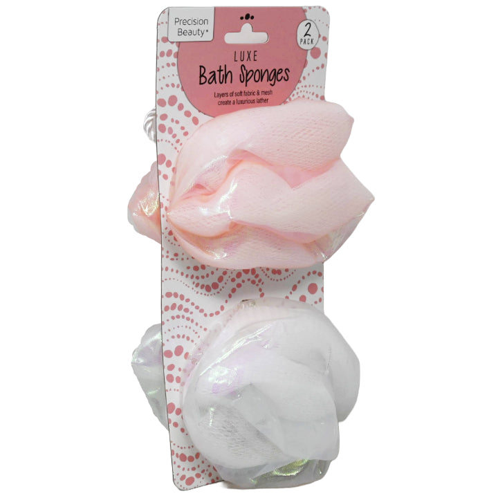 2pc CORAL/WHT LUXE BATH SONGE C/P 18