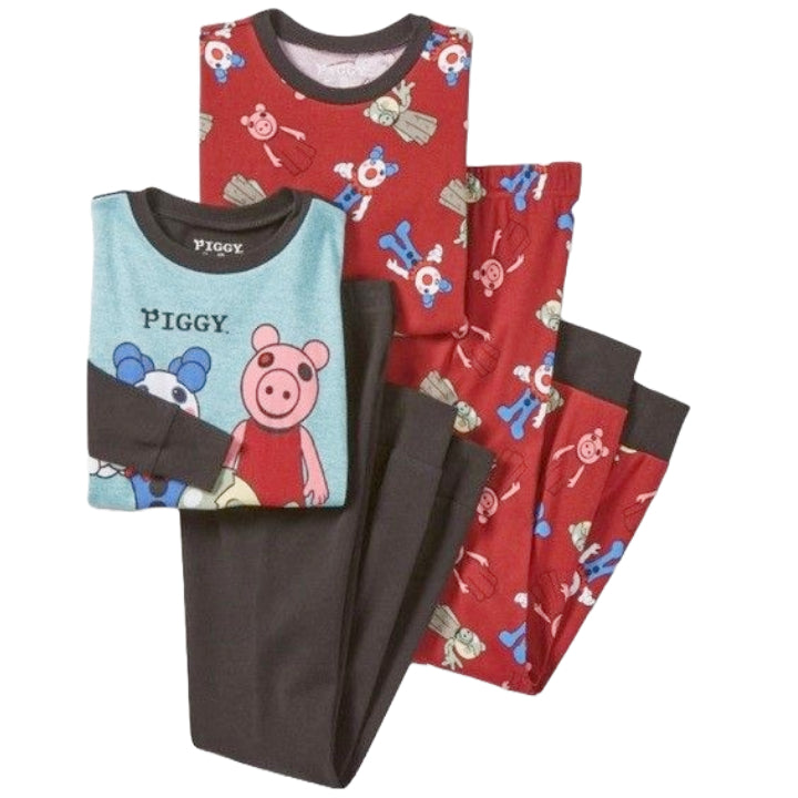4pc PIGGY BOYS LONG SLEEVE TOP W/PANTS PAJAMA SET SIZE 6 C/P 12