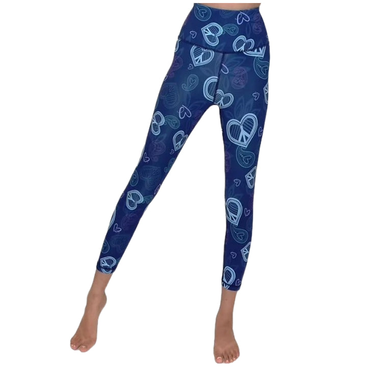 S-XL BLUE PEACE AND BLISS PRINTED YOGA PANTS C/P 72