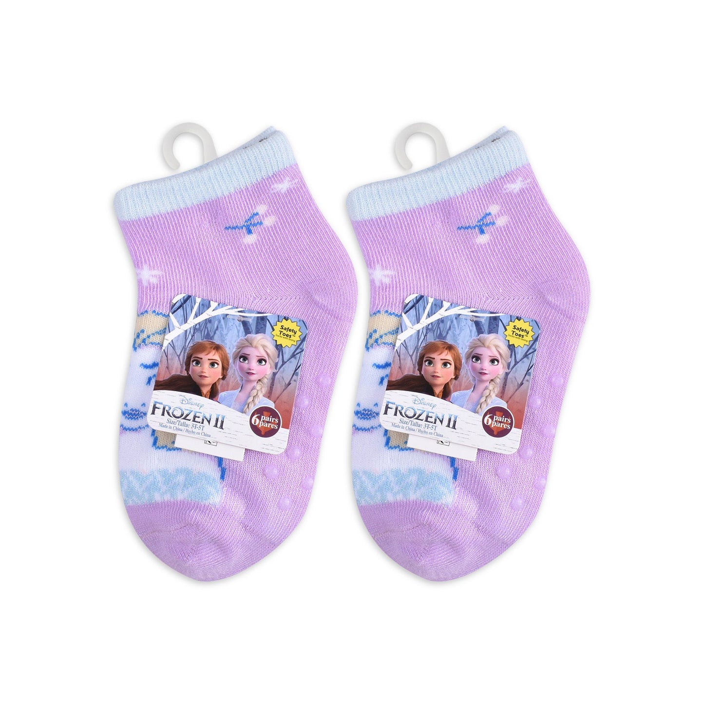 6pk 3T-5T FROZEN 2 WILD SPIRITED QTR SOCKS C/P 12