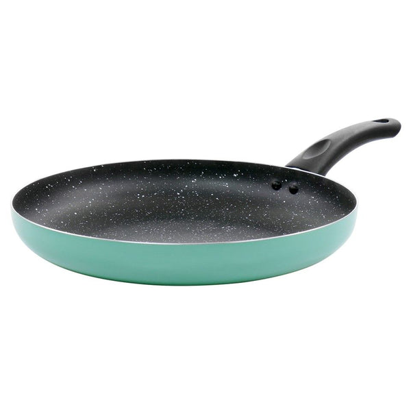 12" TEAL ALUMINUM OSTER LUNETA FRY PAN SPECKLESS MARBLE W/BAKELITE HANDLE (NON-STICK, 2.0mm) C/P 12