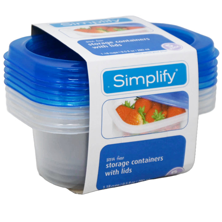 5pk 9.5floz STORAGE CONTAINERS W/LIDS C/P 48