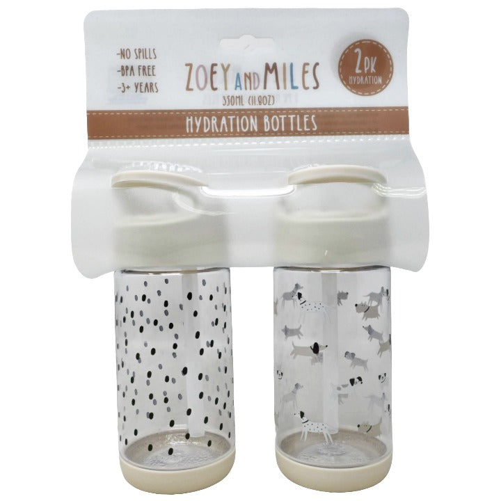 Kids 2pk Dogs Bottle C/P 12 Zoey & Miles