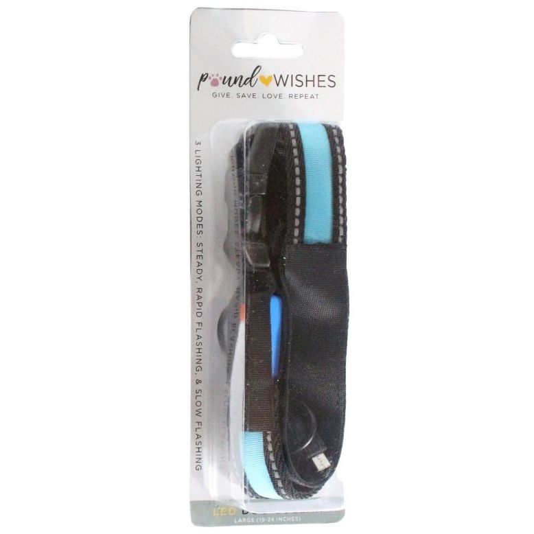 BLACK/BLUE LARGE LED DOG COLLAR C/P 48