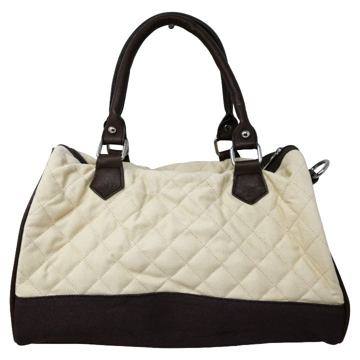 *NO CA* 2PC TAN 2-TONE QUILT DENIM SHOPPER BAG W/COIN PURSE (NO UPC) C/P 28