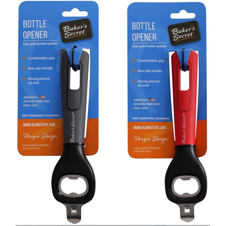 Baker's Secret Bottle Opener with Non-Slip Handle, Ast Color C/P 36