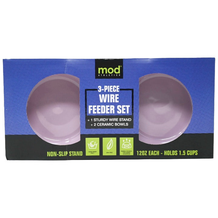 CERAMIC FEED BOWLS 6" W/WIRE STAND SAVOR PURPLE C/P 12 MOD