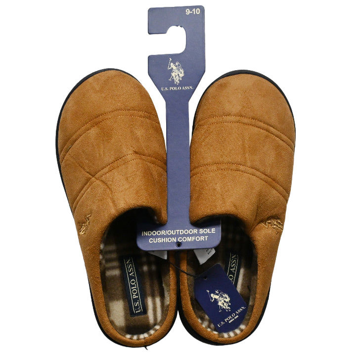 U.S. POLO ASSN. MEN'S BROWN SLIPPERS C/P 24