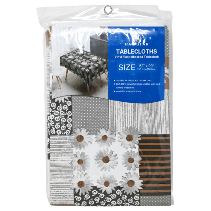 52x90" PRINTED VINYL TABLECLOTH wFLANNEL BACKING C/P 24