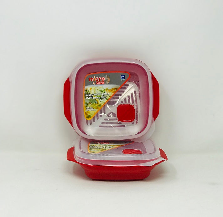 660ml Microwave Plate with Steaming Rack C/P 24