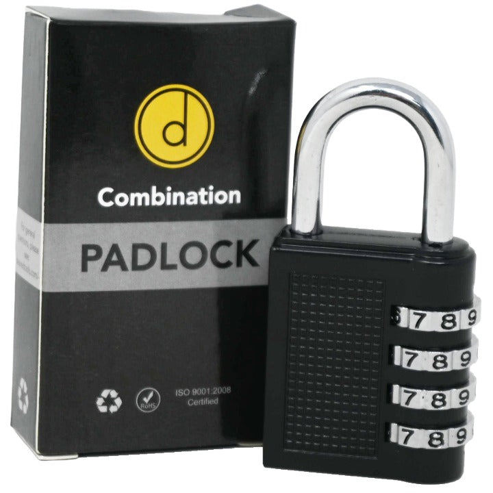 Black 4-Digit Padlock 3.11" C/P 100