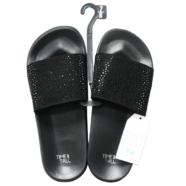 LADIES BLACK SLIDE SANDAL W/BLING SIZE 7/8 C/P 12