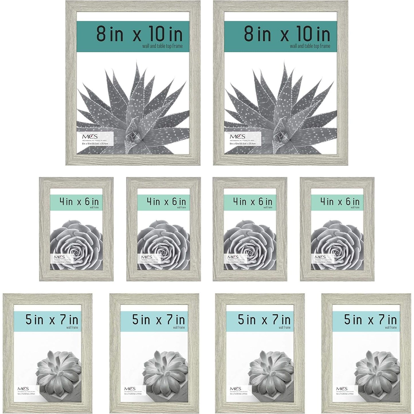 10pc GRAY WOODGRAIN FRAME SET C/P 1